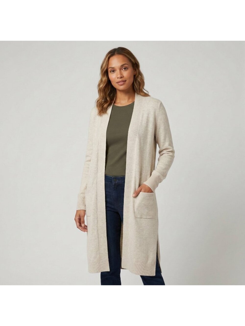 Loft Women's Pocket Open Duster Sweater in Heather Morning Fog size M NWT $79.50